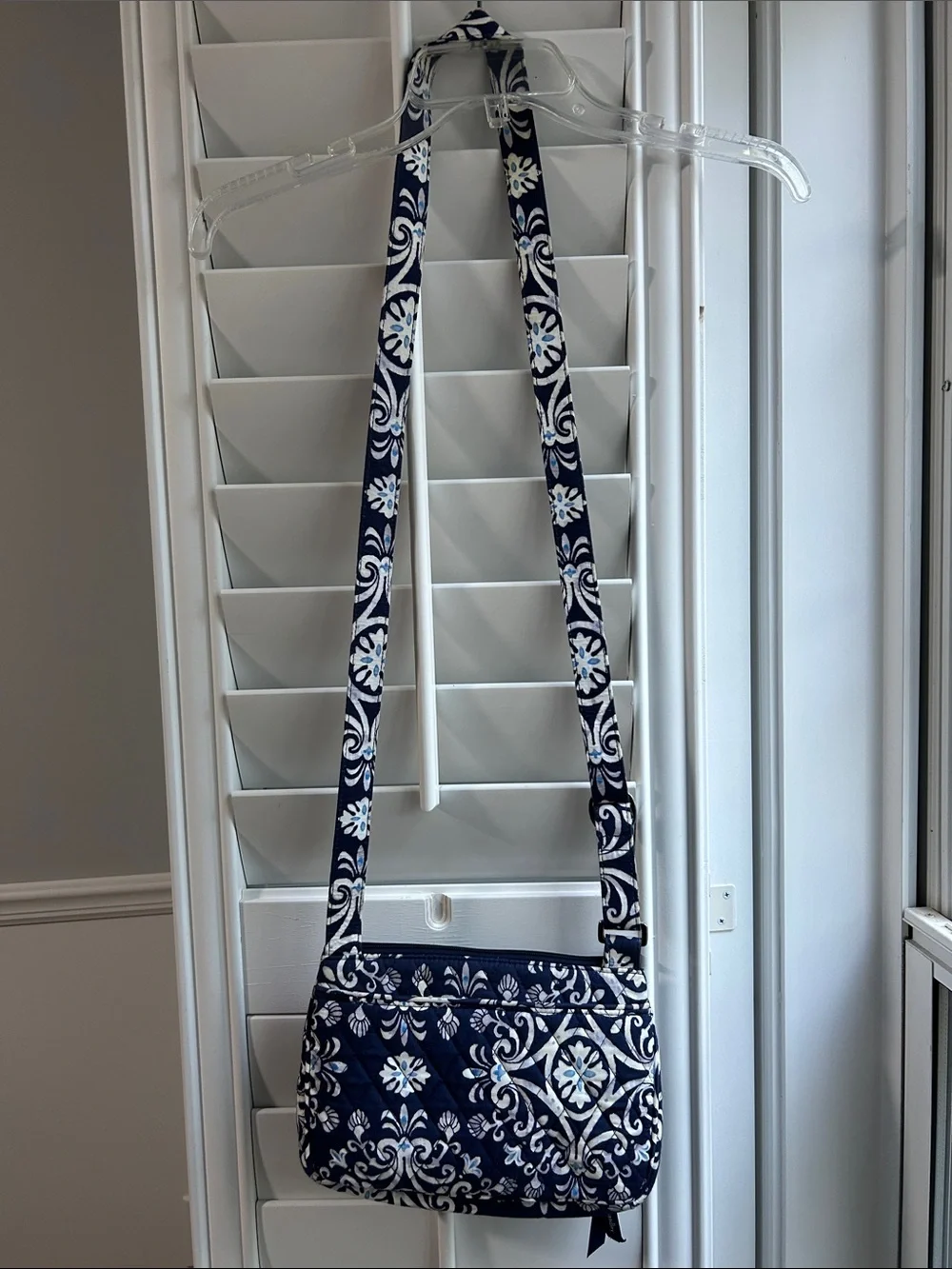 Vera Bradley Steel Blue medallion Navy and White Quilted Floral Crossbody